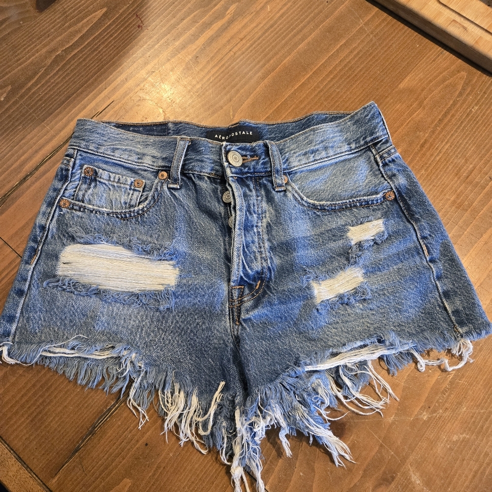 Aeropostale Blue Distressed Jean Shorts